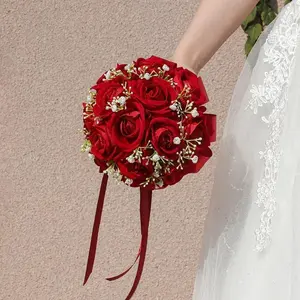 Rose Bouquet Bride Holds Bouquet Mock Rose Bouquet Hand-Held Bouquet Party Church Wedding