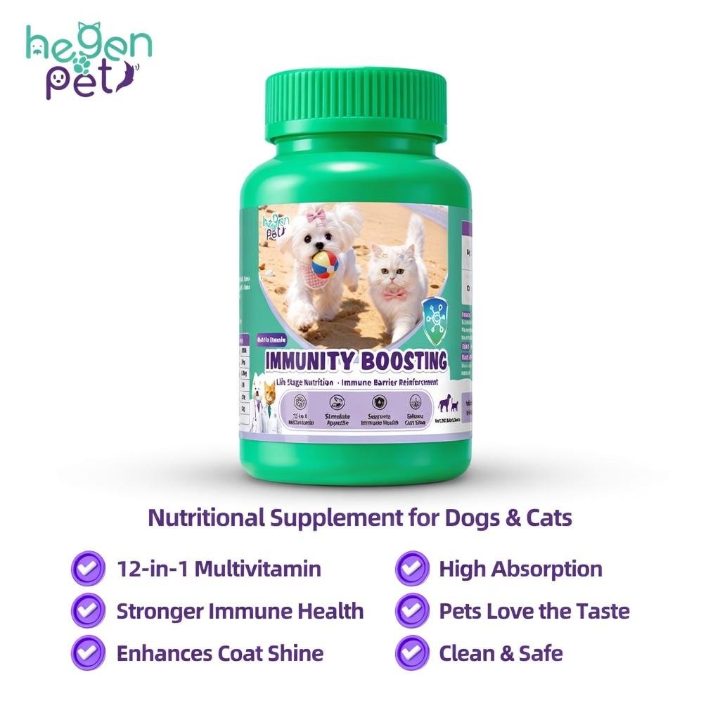 12-in-1 Immunity Boosting for Dogs & Cats – Stronger Immune System, Shiny Coat & Better Appetite | Hegenpet