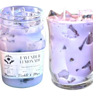 Lavender Lemonade Candle 15oz - 100% Natural Soy Wax, Gel wax Ice with Scents of Lavender & Lemon and small hints of Pineapple  Decor Ornaments Decoration Freshener Scented Perfume