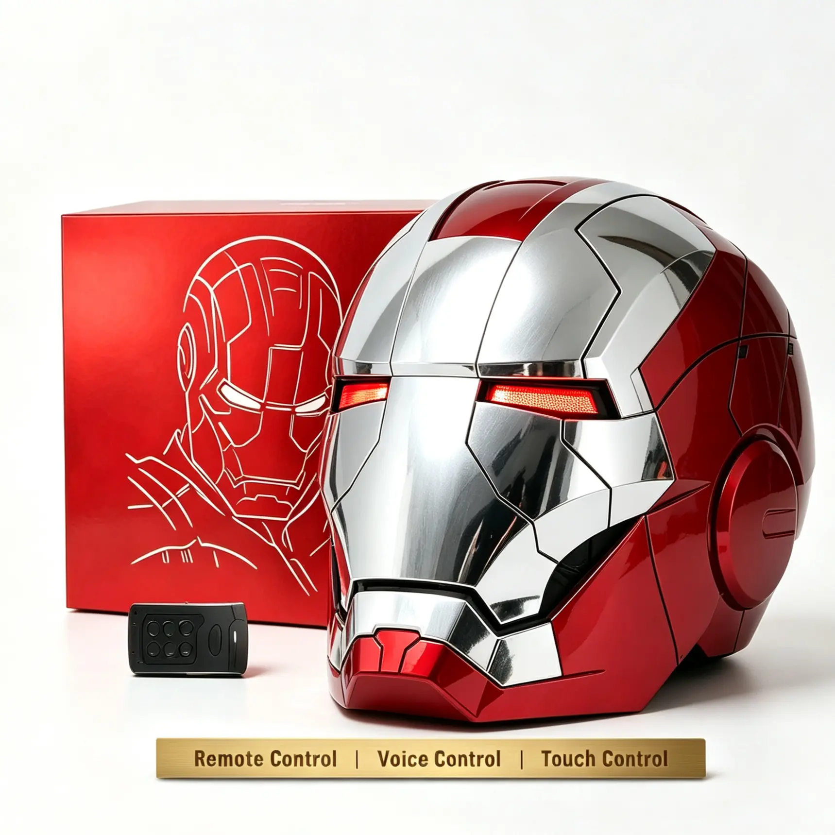 Killerbody Ironman MK5 Replica Wearable Helmet - ABS Plastic Cool Hero Hyper Realistic Mask with Voice, Touch, Remote Control, LED Eyes, Realistic Sound Effects for Cosplay, Display (For Men)