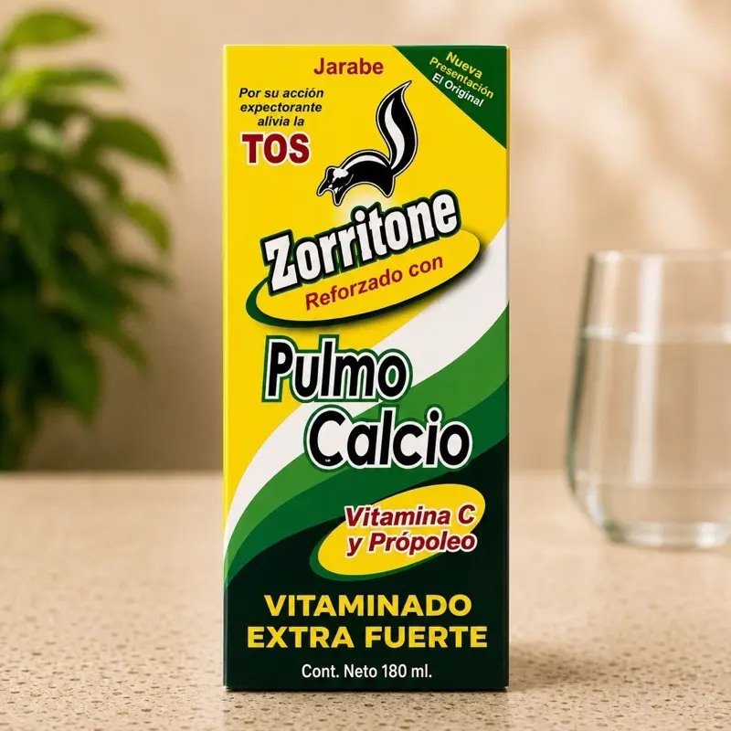 Zorritone Pulmo Calcio Syrup with Vitamin C & Propolis, Extra Strength Formula, 180 mL