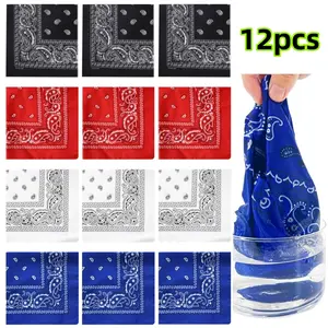 12 piece Polyester Cashew Flower Headscarf Double Sides Printed Square Scarf Cotton Multi-purpose Bandanas Beauty & Personal Care