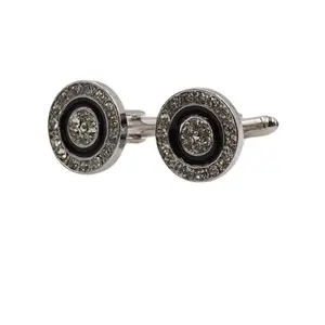 Circular Gemstone Silver Cufflinks