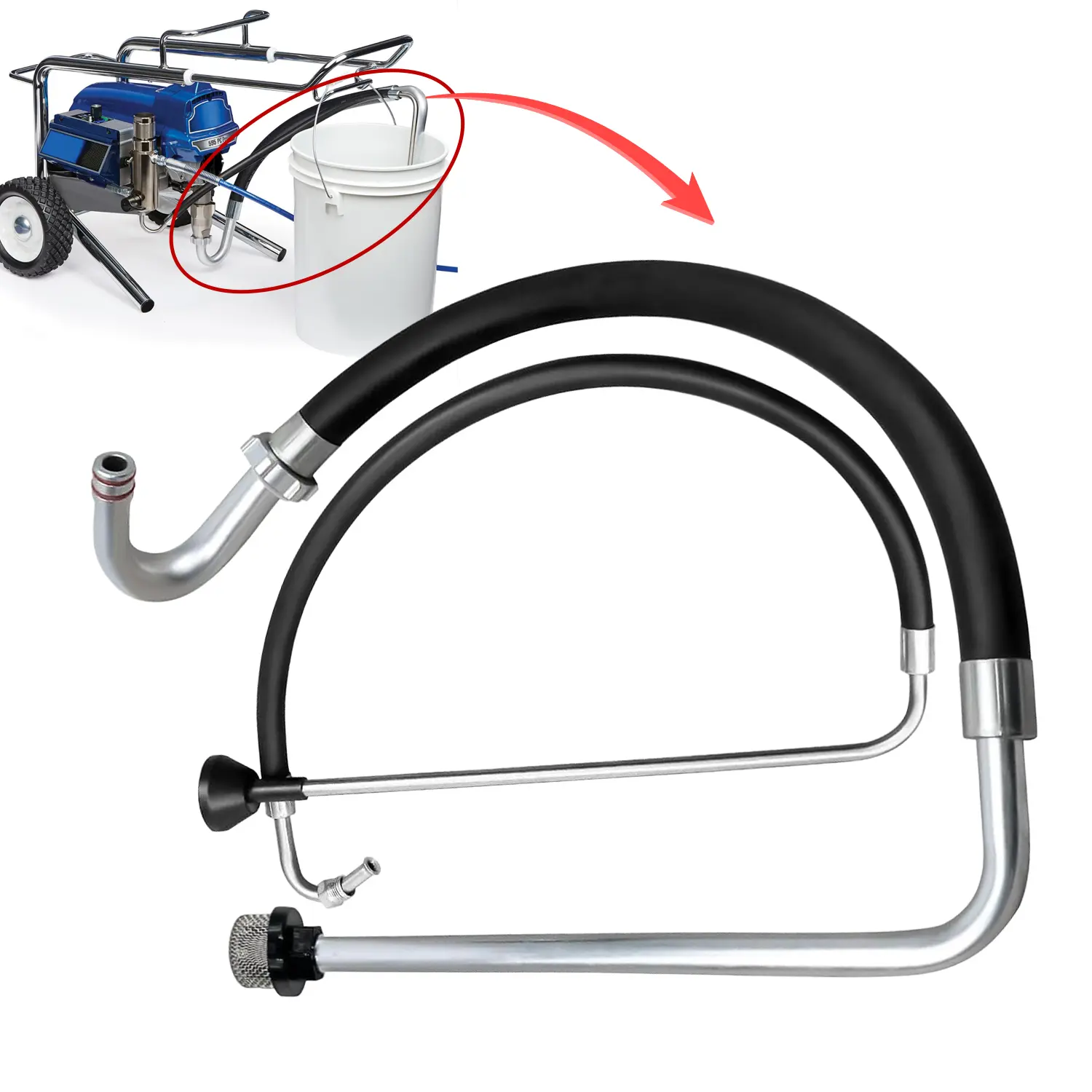Suction Hose and Reflux Line Sets,Compatible With 390 395 490 495 595 And T300 500 Airless Spraying/Line Painting Machine,Airless Paint Sprayer Accessories,Paint Sprayer Tool