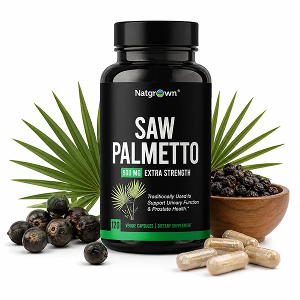 Saw Palmetto for Men 500mg - Prostate Health Supplement with DHT Support for Hair & Urinary Wellness - Non GMO & Gluten Free Formula - Vegan Capsules for Daily Men's Health Support - 120 Count Capsules