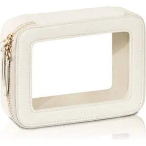 Prite Clear Makeup Bag Cosmetic Organizer Case Waterproof Travel Toiletry Bag Skincare Pouch with Golden Zipper