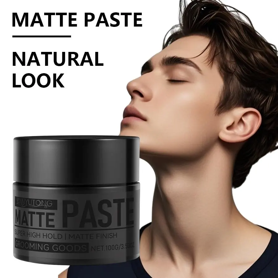 Men's Strong Hold Hair Clay, Matte Finish, Long-Lasting Hold, Non-Greasy, Natural Textured Look, Suitable for Short Hair Curls, Balm, Natural Messy Texture, Texturizing Product, Haircare, Hair Styling Products, Styling Matte Paste