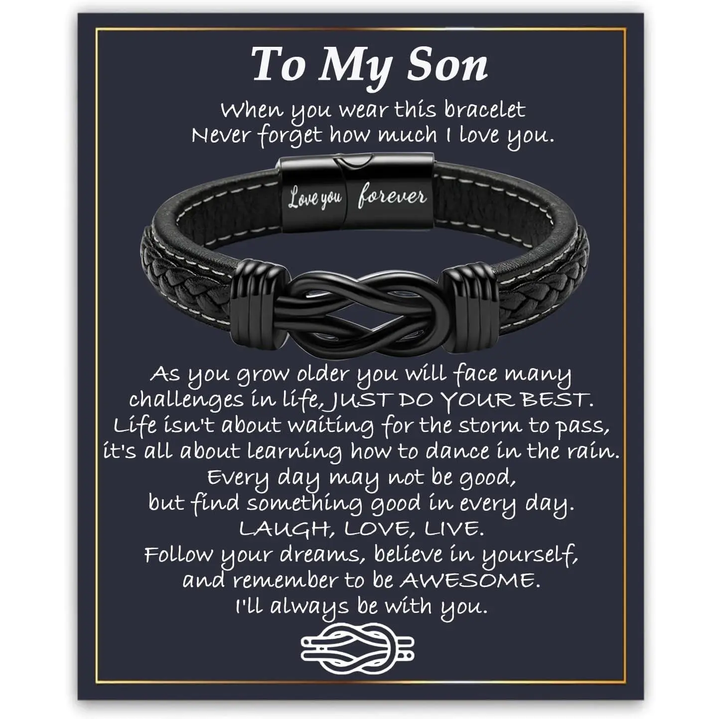 Gifts for Men Infinity Leather Bracelet for Dad New Daddy Husband Boyfriend Son Grandson Brother Nephew Uncle Black Braided Engraved Leather Jewelry Gifts for Fathers Day Birthday Christmas