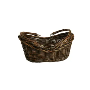 212 MAIN Dark Weave Basket (1001-SM Model) - 13.5x9.25in, Foldable Handles, Household Organiser, Ideal Gift for Home Storage, Create an Attractive Gift Basket