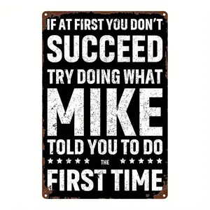 2D Flat, 1pc Metal Sign, Mike's Advice, Square Iron Wall Art, 8x12 Inches (20x30cm), Perfect for Home, Bar, Garage, Club & Cafe Decor, 2D Flat