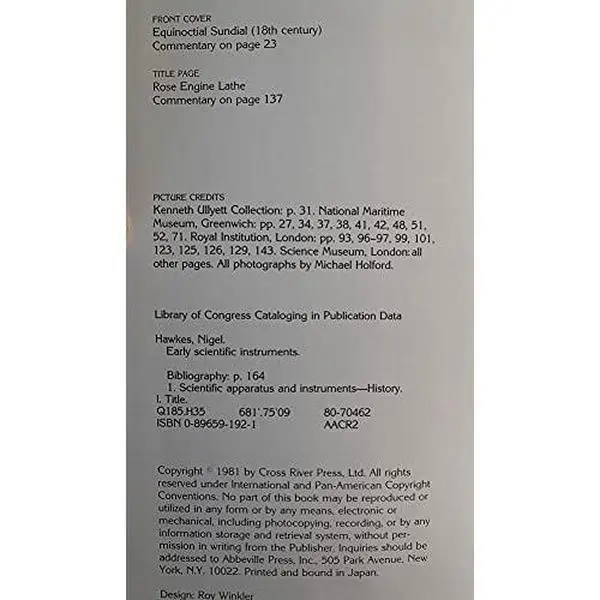 USED Book - Early scientific instruments by Nigel Hawkes (Hardcover) - english