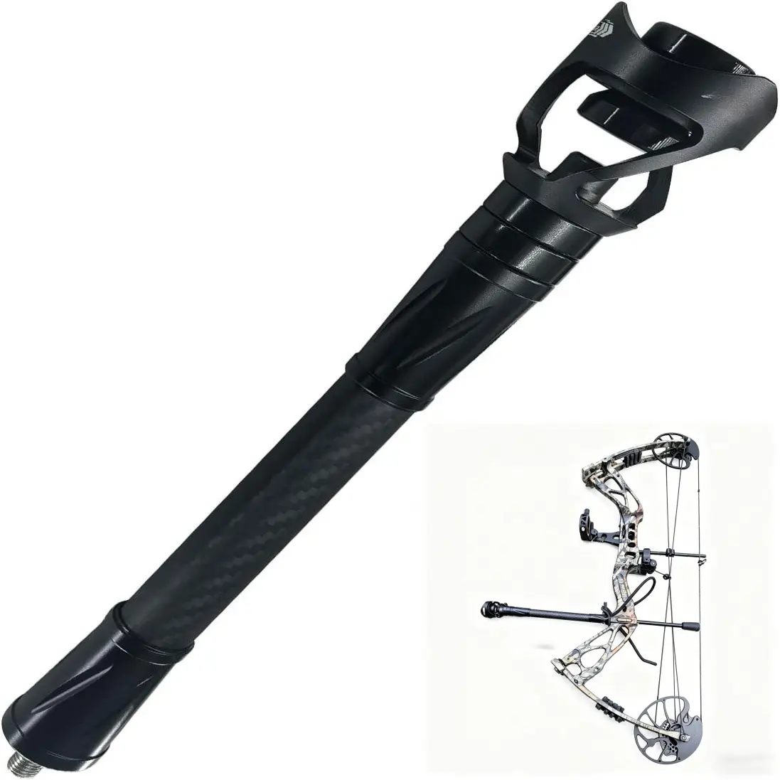 Carbon Bow Stabilizer Balance Bar with Weights for Compound Bow Hunting & Shooting Reduce Vibration Noise Easy Install Archery Stabilizer