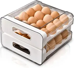 32-Egg, 2-Drawer Stackable Storage Container Holder for Refrigerator. Smooth Slide-out Drawers. BPA-free Kitchen Organizer, Space-Saving, Easy Access Design for Fridge. Durable and Leak-Proof