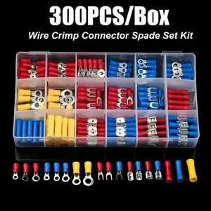 300pcs Electrical Wire Crimp Connector Kit Featuring Insulated Copper Terminal Blocks With Ring, Fork, And Spade Connectors. Ideal For DIY Wiring And Repairs, This Kit Operates In Uncharged Power Mode And Contains No Electronics