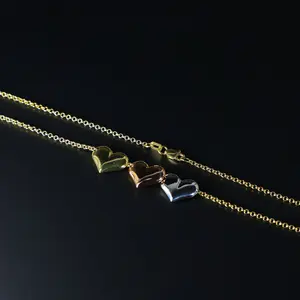 14K Gold Triple Hearts Necklace - Model NK0069