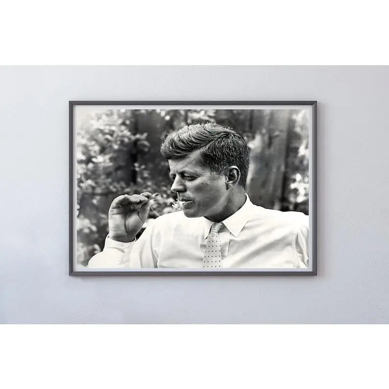 John F Kennedy Smoking Poster, Vintage wall art, JFK Poster, Political Poster, John F Kennedy Print, History Poster, Wall Decor, Photo