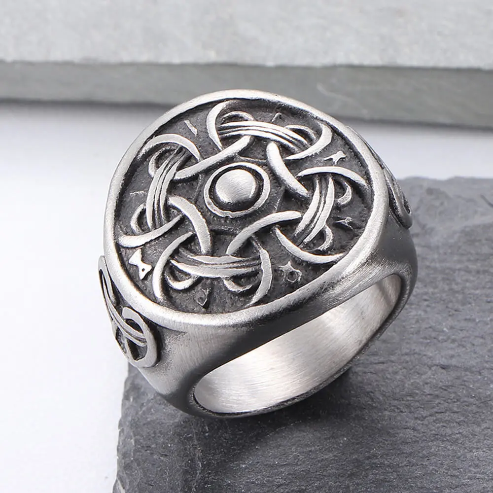 GTHIC Norse Mythology Viking Symbols Hail Odin Vintage Stainless Steel Unisex Fashion Ring - Durable, Casual Everyday Jewelry Accessory for Male Adults, Birthday Gift Option