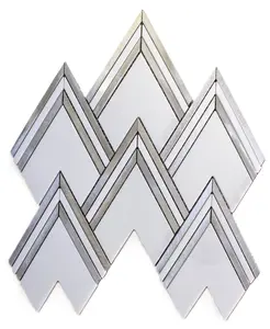 Aurora Silver Marble with Metal 11x11 Marble Backsplash Mosaic Wall Tiles (11x11 inch) DP8823