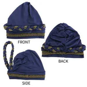 Women Pullover Hat Headband Combo 3Pcs, Glossy Braided Design with Geometric Pattern, Breathable Soft Accessory for All Seasons & Gifting