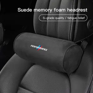 Car Neck Pillow Suede Circular Headrests Mounted Cervical Spine Protection Pillow For BMW Performance F25 F26 F15 F16 E90 E91 E92 E60 E84 G22 G32 F13 F36 G30 G20 G11 G12 F80 F82 F90