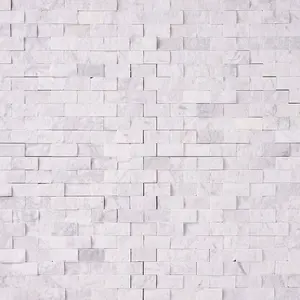 Carrara White Marble 1x2 Split-Faced Mosaic Tile