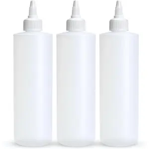 Condiment Squeeze Bottles, 8 OZ Empty  Bottle with Twist Top Cap, Leak Proof -  for Ketchup, Mustard, Syrup, Sauces, Dressing, Oil, Arts and Crafts,  Plastic - 3 PACK