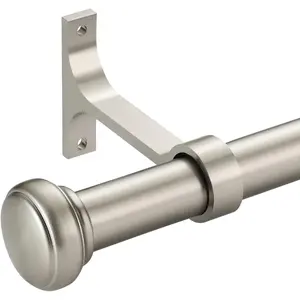 Room Divider Curtain Rod,1 inch Curtain Rods for Windows 48 to 86 inch with Endcap and   Brackets,Heavy Duty Ceiling Mount Curtain Rods for Windows 48" to 86",Satin Nickel
