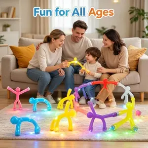 10 Pack Bendable Magnetic Little Man Fidget Toys, Click-Lock ABS Silicone Sensory Stick Figure Magnets, Stress Relief Anxiety Toy, Fridge Magnet & Holiday Stocking Stuffer Gift for Kids Adults