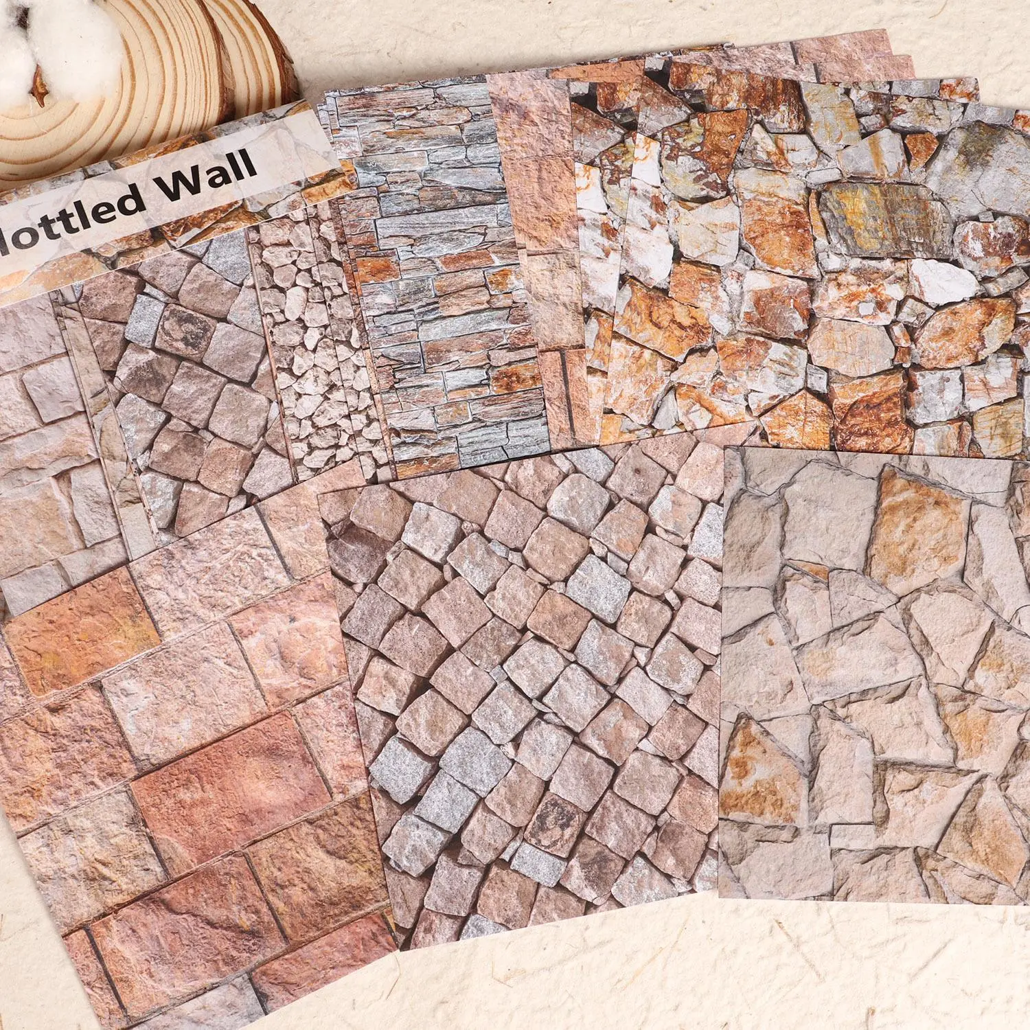 Stone Texturizer Scrapbook Background Paper Pad, 24 Sheets Colorful Stone Texturizer Scrapbook Paper with 4 Decorative Stickers, Textured Paper, DIY Scene Construction, Holiday Decorations, Scrapbooking Paper, DIY Craft Paper