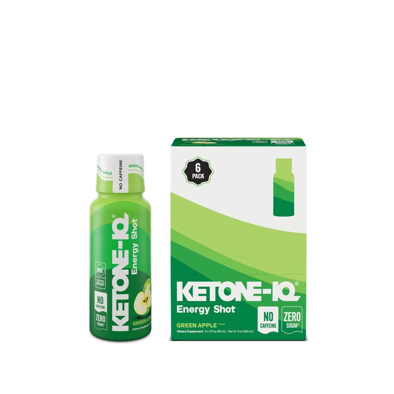 Ketone-IQ No Caffeine Energy Shot | Green Apple Sport Drink