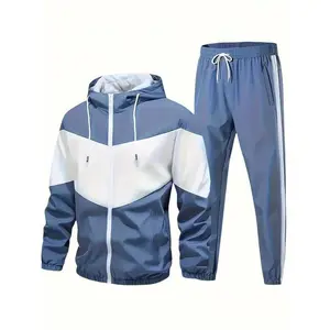 Men's Spring and Autumn Casual Sports Hooded Patchwork Set, Pants with Elastic Drawstring Design, Comfortable and Versatile, Suitable for Work|Sports and Other Scenarios