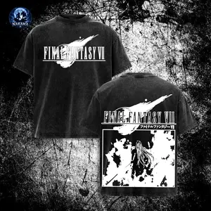 Final Fantasy VII Washed Oversized T-Shirt, Vintage FF7 Streetwear Heavy Cotton Graphic Tee, Unisex Retro Gaming Fashion Shirt