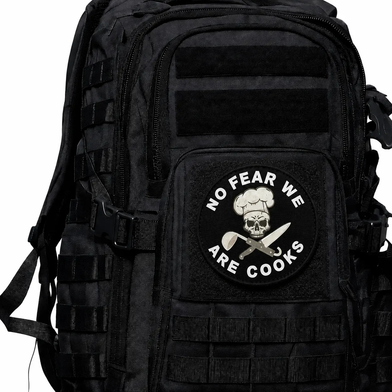 Humor-Infused "No Fear We Are Cooks" Morale Embroidery Patch - Funny Tactical Patch for MOLLE Backpack, Vest