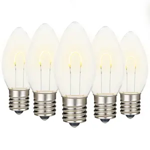Festive Living 25 Pack Warm White C9 LED Replacement Bulbs – Dimmable U-Shaped Flex Filament, Shatterproof Plastic C9 Bulbs, E17 Intermediate Base for Christmas String Lights & Outdoor Patio Lighting