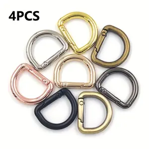 4 Pack D-Type Snap Fasteners with Spring Opening, Adjustable Hook & Loop Closure, Ideal for DIY Bags, Secure Buckle Design