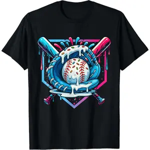 Baseball Drip For Boys Ice Cream Drip Youth Boys Baseball T-Shirt X3U3R