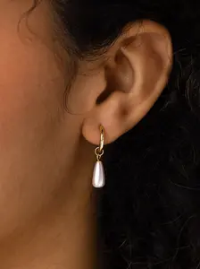 Elegant Faux Pearl Dangle Earrings, Brass Material, Casual Style, All Seasons Wear, Perfect Gift for Women