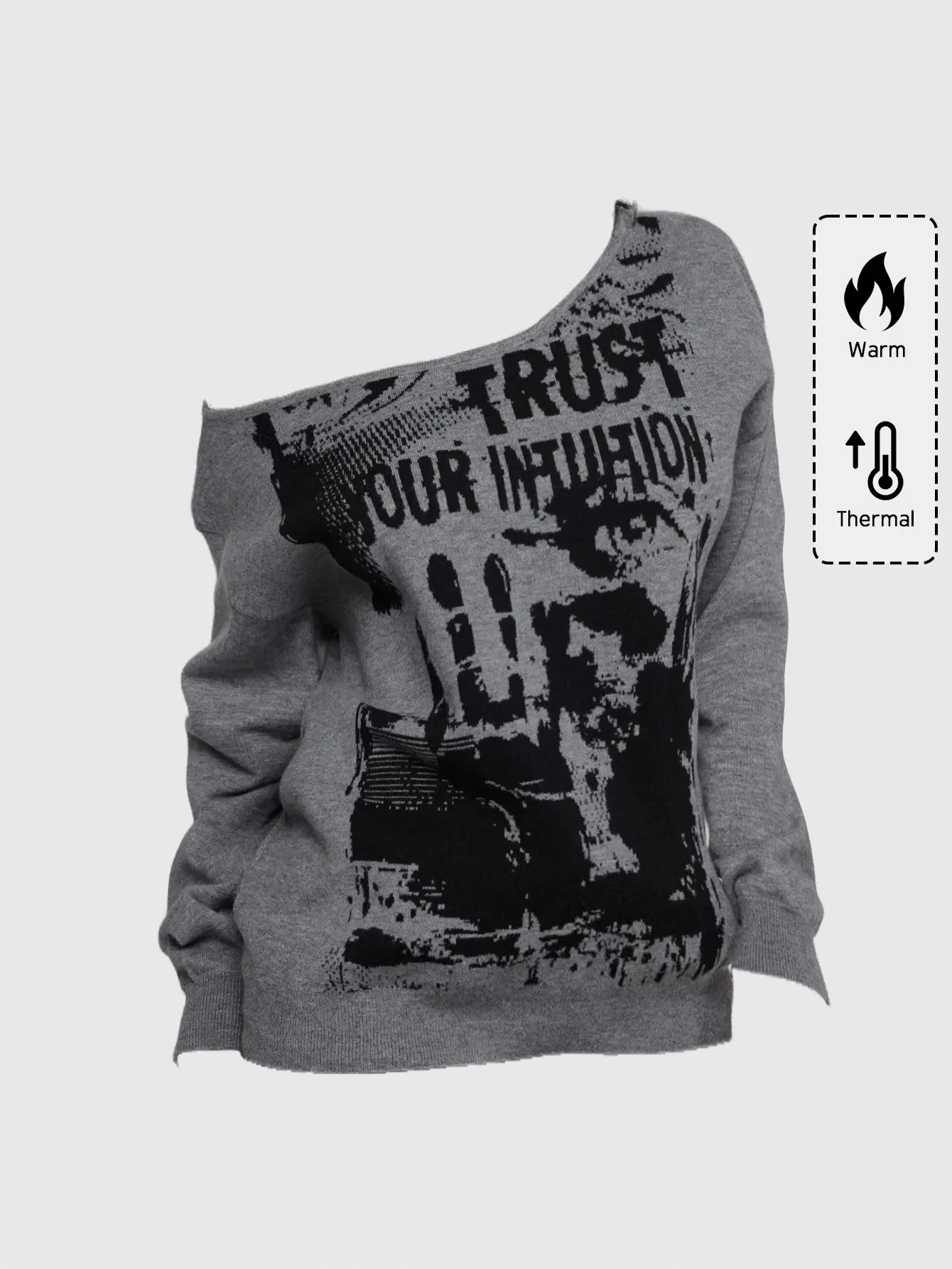 Punk Goth Sweater Off The Shoulder Long Sleeve Oversized Pullover Tops