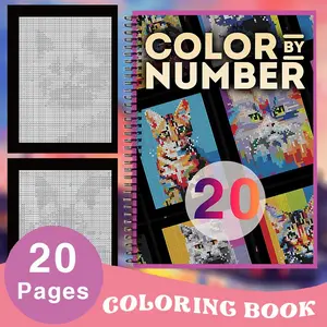 This 1-piece cute and fun cat coloring book features cool cat and kitten illustrations. It's a 20-page A4 coloring book with a number mosaic pattern, double spiral binding, and easy-to-flip pages. A fun and relaxing picture book, perfect for holiday birth