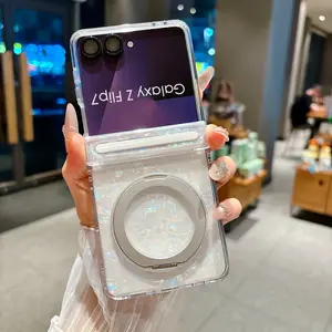 Magnetic Snap Hinge-Stripe & 360° Stand Phone Case, compatible with magnetic wireless charging, designed for Samsung Galaxy Z Flip 5/6/7FE/7. A stylish protective cover featuring a unique design for daily use, offering durable shell protection.