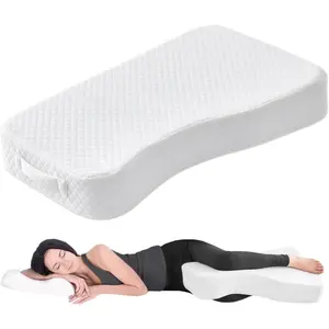 Leg Pillow for Side Sleepers, Memory Foam Knee Pillow for Side Sleeping, Leg Elevation Pillow for Hip Back Sciatica Pain Relief Helps Spine Alignment 15"x25" 4 INCHES White M