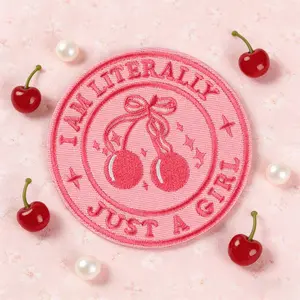 I'm Literally Just A Girl  Sweet Embroidered Patch Sticker, Back Adhesive Iron-On Applique, Suitable for Clothes Jackets Hats Accessories, 1 Piece Dainty Embroidery