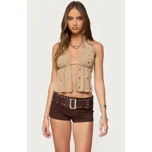 Edikted Women's Studded Backless Split Front Top