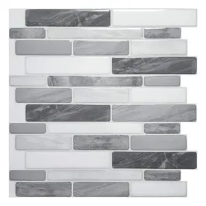 Art3d 10-Pack 12''x12''  Peel and Stick Tile Stickers, Waterproof Self-Adhesive Grey Marble Tiles for Kitchen/Bathroom Decorative