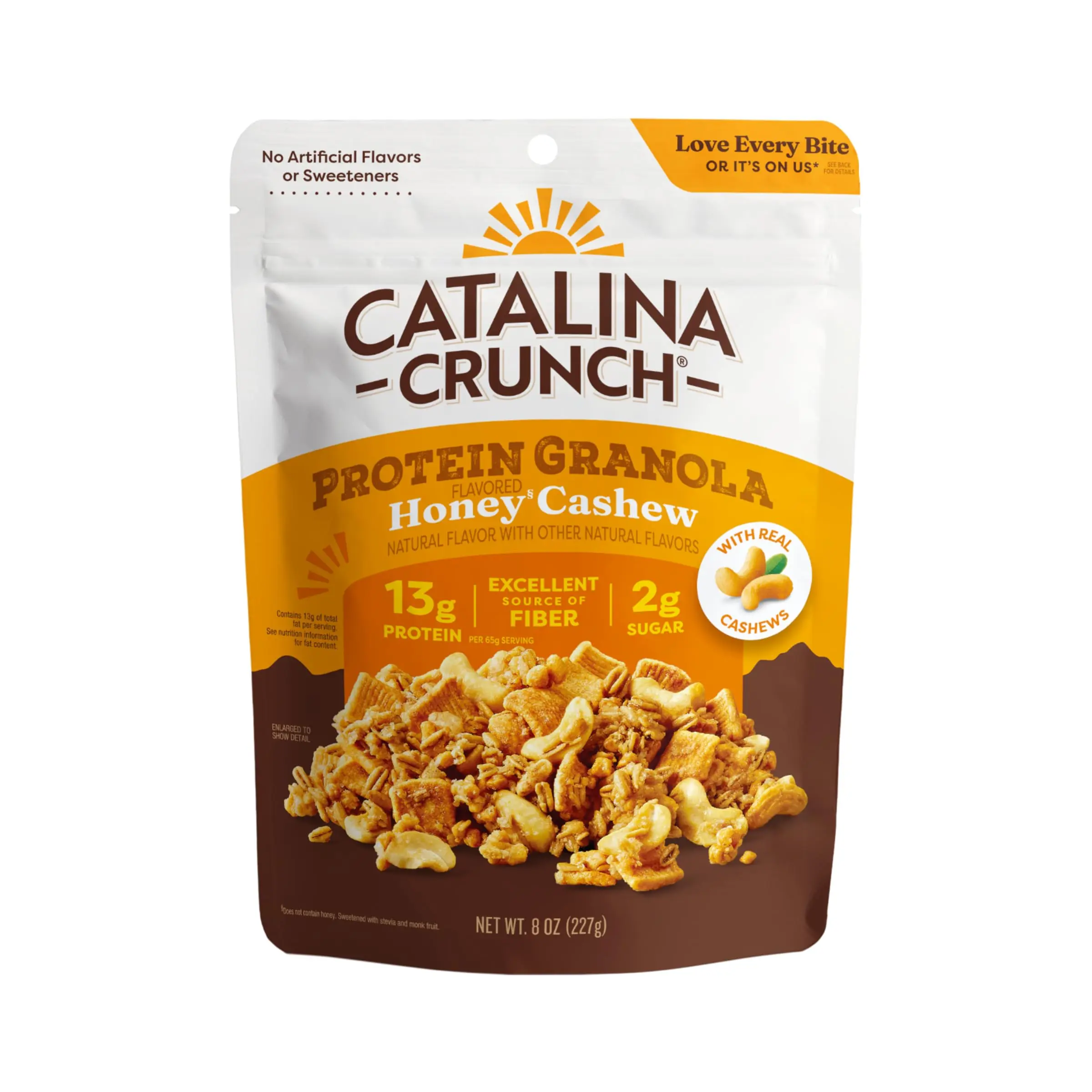 Catalina Crunch Protein Granola - Low Sugar Breakfast Cereal with 13g of Protein - Gluten Free, Keto Friendly - Honey Cashew - 8 oz. Bag