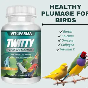 Supplement Healthy Plumage For Birds Twitty 80g Feather Biotin, Omegas For Birds