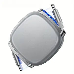 100W USB C to USB C Data Cable | With magnetic plug, extendable, 5 preset lengths, suitable for iPhone 17/16/15, iPad, MacBook, Galaxy S25/24, Gray, 3.3ft