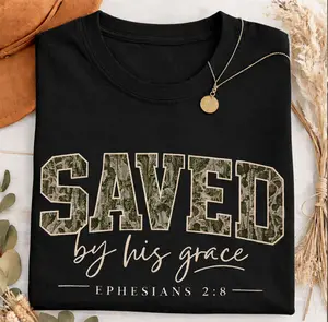 Camo Saved By Grace Esphesians 2:8 Bible Verse Unisex Shirt, Hunting Lovers Tee, Camo Mom Mama Gifts