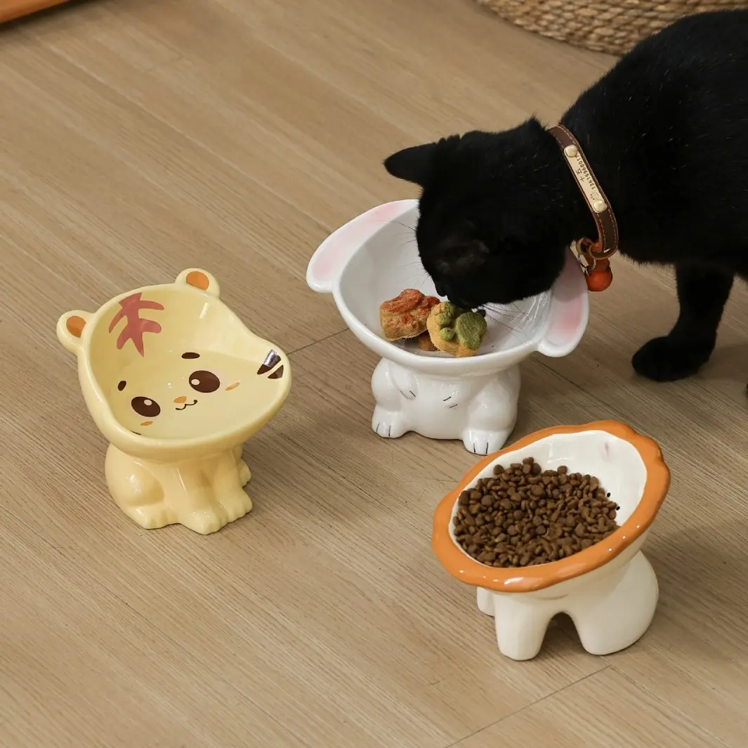 Ceramic Cat Bowl Protects Cervical Spine, Cute Slanted Anti-Tip Water Bowl,  Pet Supplies for Dogs and Cats, Food and Drink Container, Animal Water Bowl,  Drinking Water Bowl - TikTok Shop
