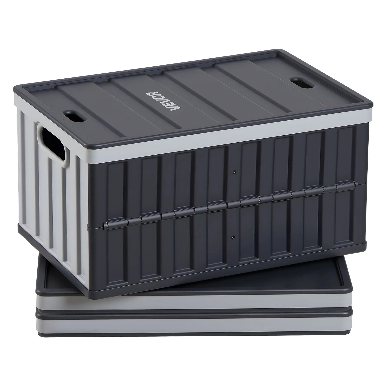 【summerfinds】VEVOR 3-Pack 65L Plastic Collapsible Stackable Organizer Bins with Lids & Handles, 84 lbs High Capacity Durable Reinforced Folding Storage Boxes for Home Use (Father's Day Gift), Durable Reinforced Organizer